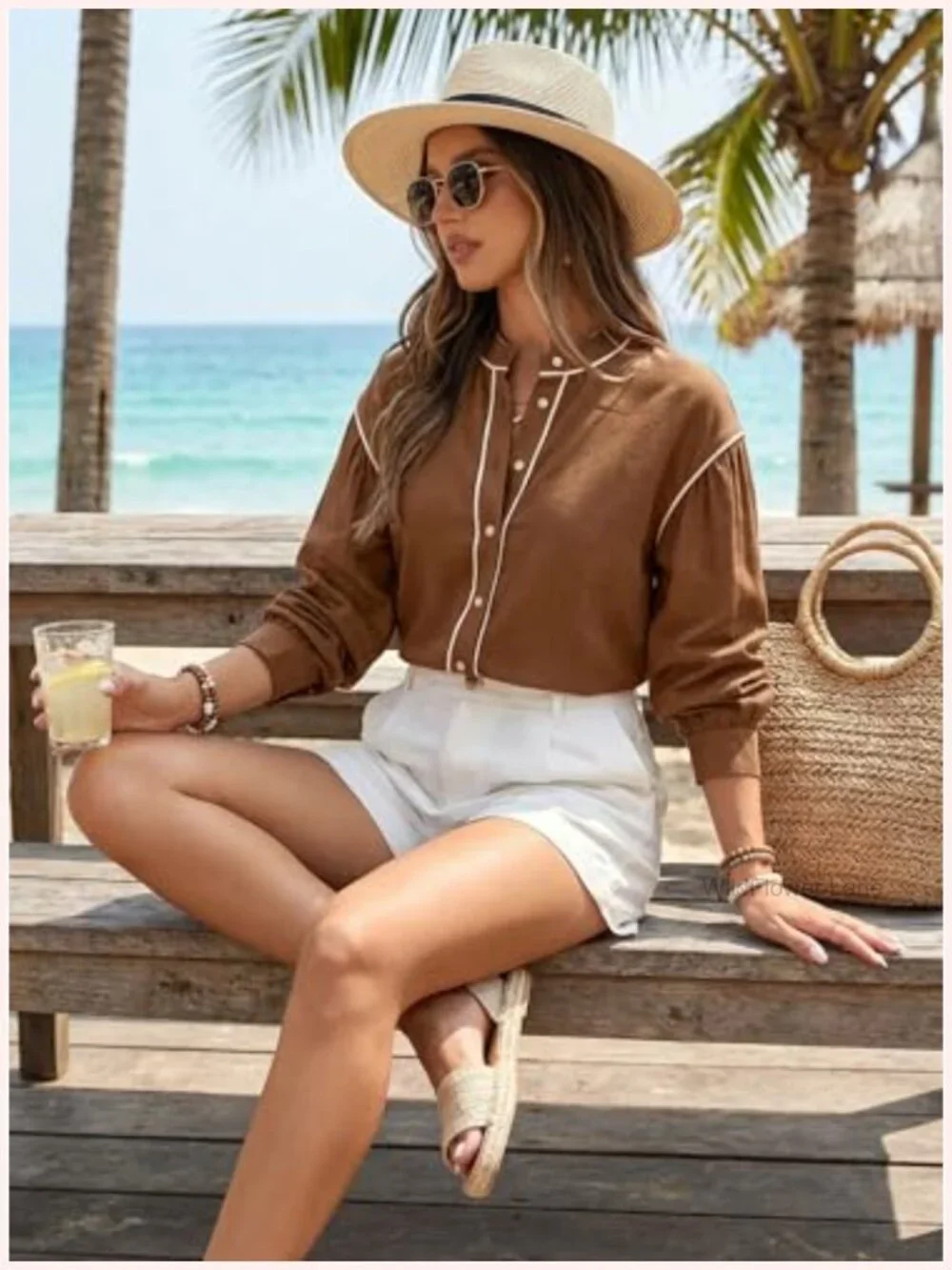 Women's Button Down Shirt Long Sleeve Casual Blouse Top - Picture 3 of 7